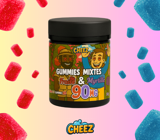 Bonbon THC Légal : Acheter nos Gummies Fraise Myrtille 90mg